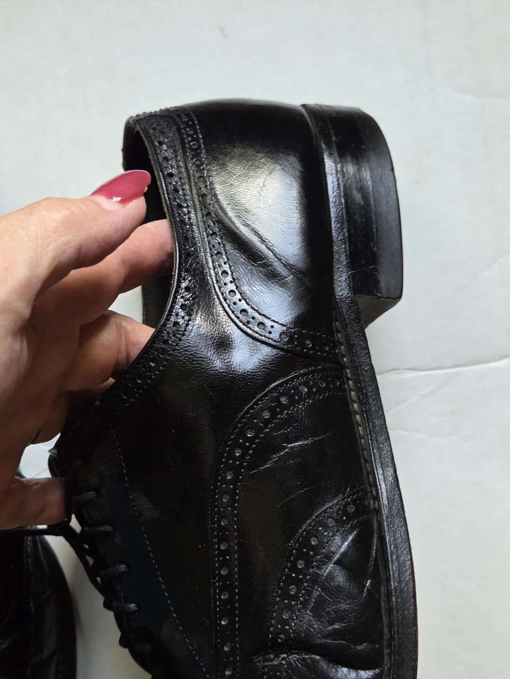 Classic Black Leather Wingtip Derby Shoes